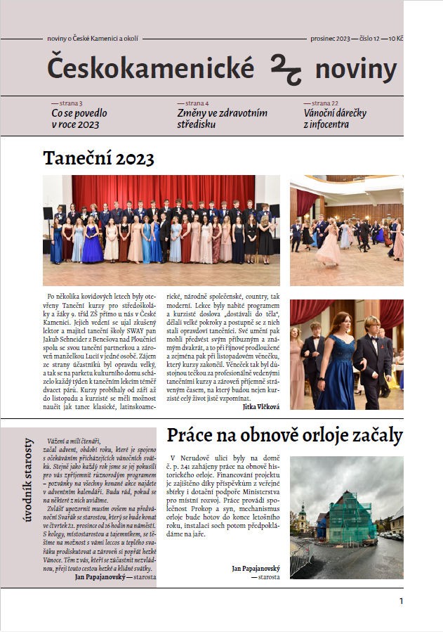 Českokamenické noviny – prosinec 2023