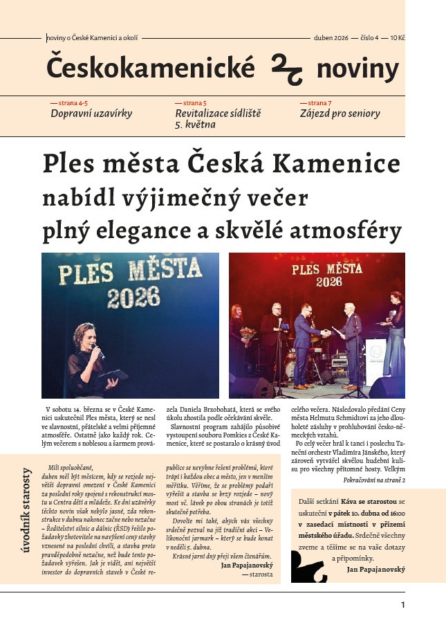 Českokamenické noviny – Duben 2026