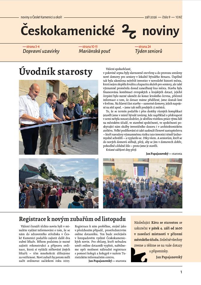 Českokamenické noviny – září 2026